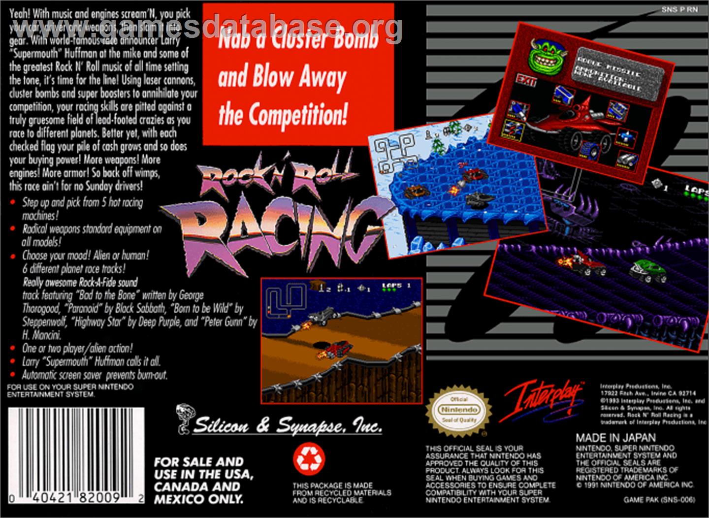 Rock 'n Roll Racing - Nintendo SNES - Artwork - Box Back