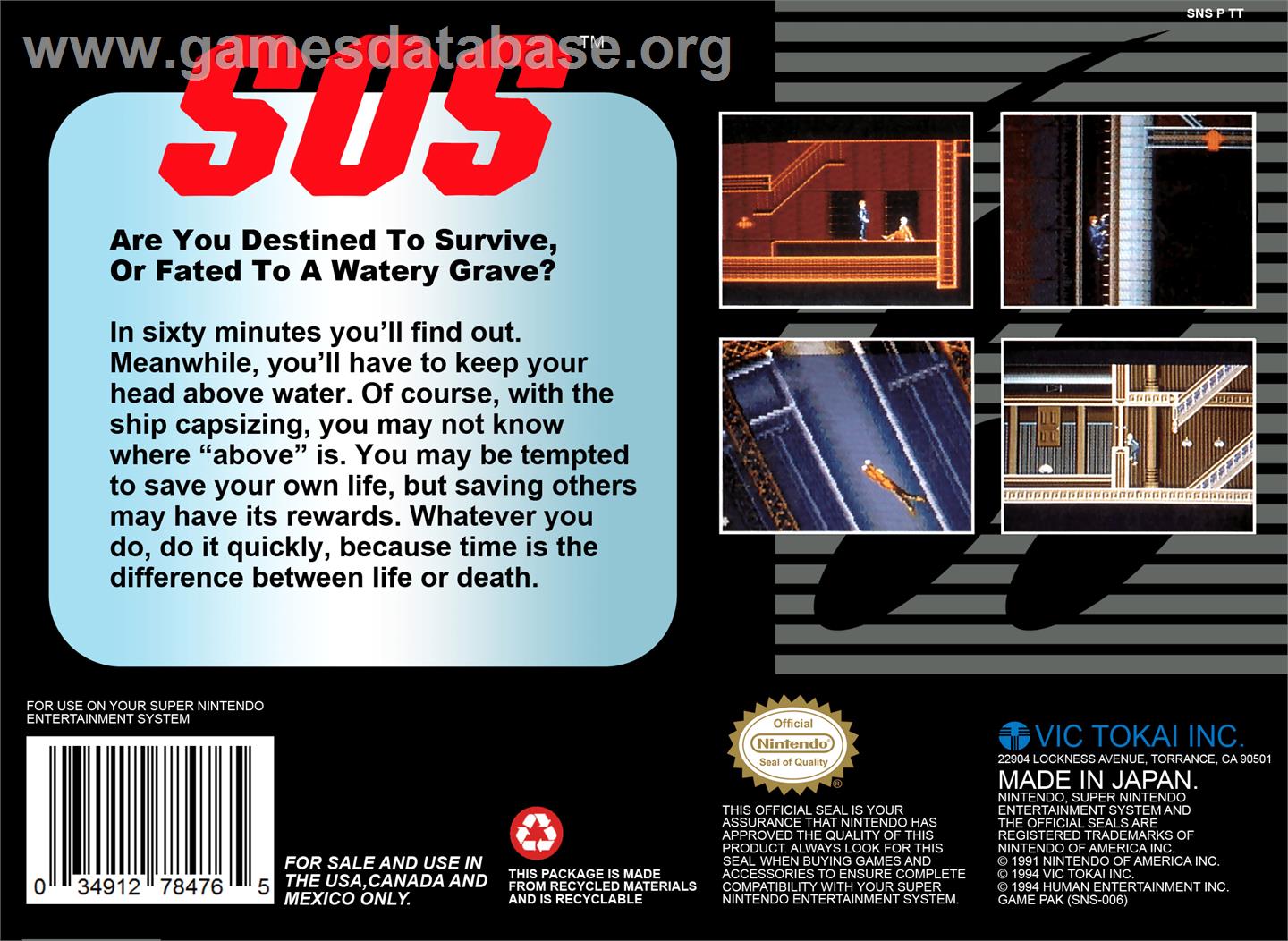 SOS - Nintendo SNES - Artwork - Box Back