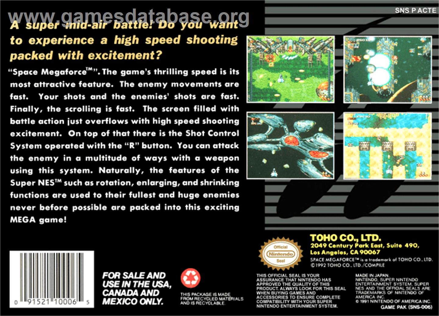 Space Megaforce - Nintendo SNES - Artwork - Box Back