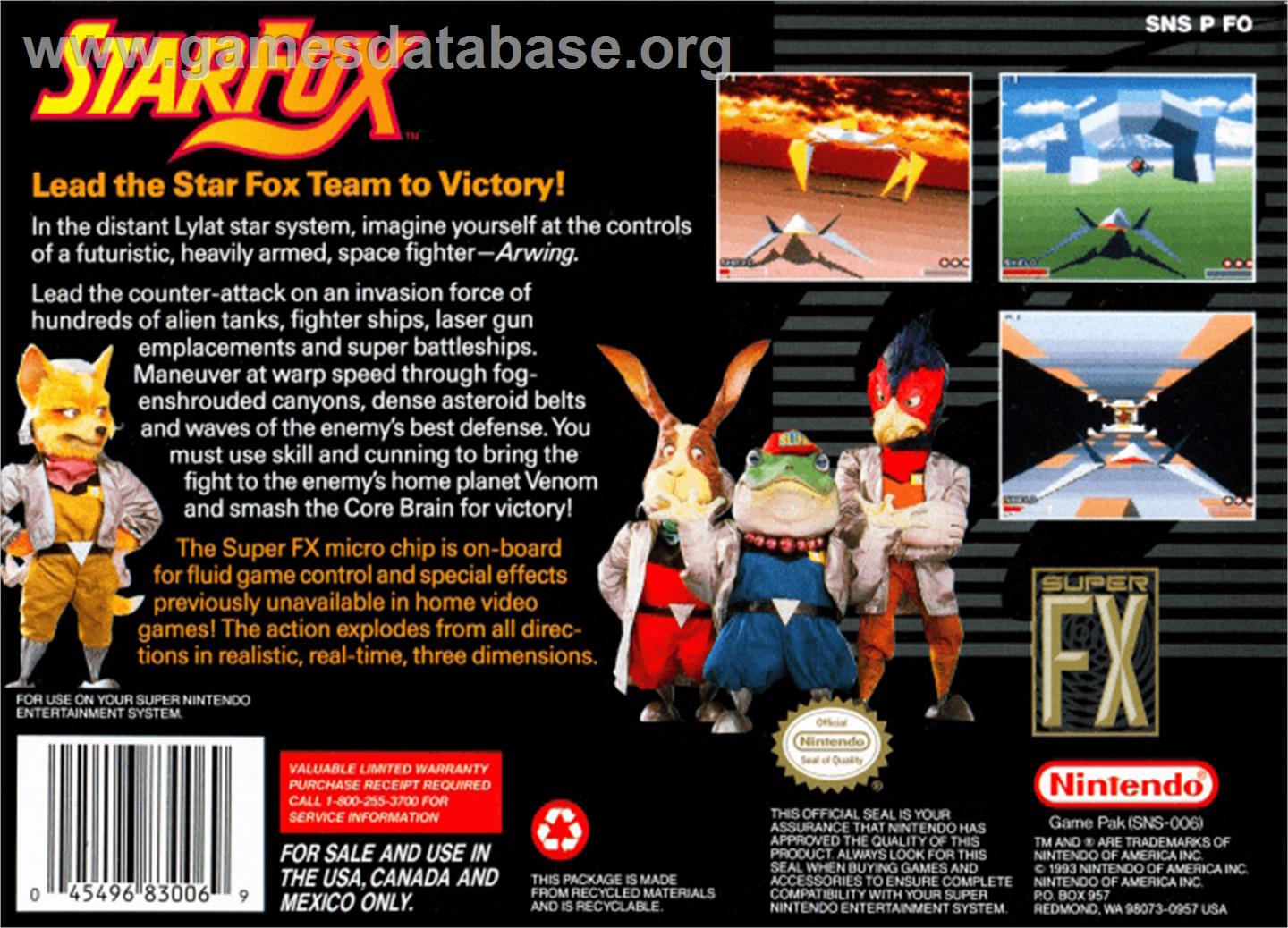 Star Fox: Super Weekend Competition - Nintendo SNES - Artwork - Box Back