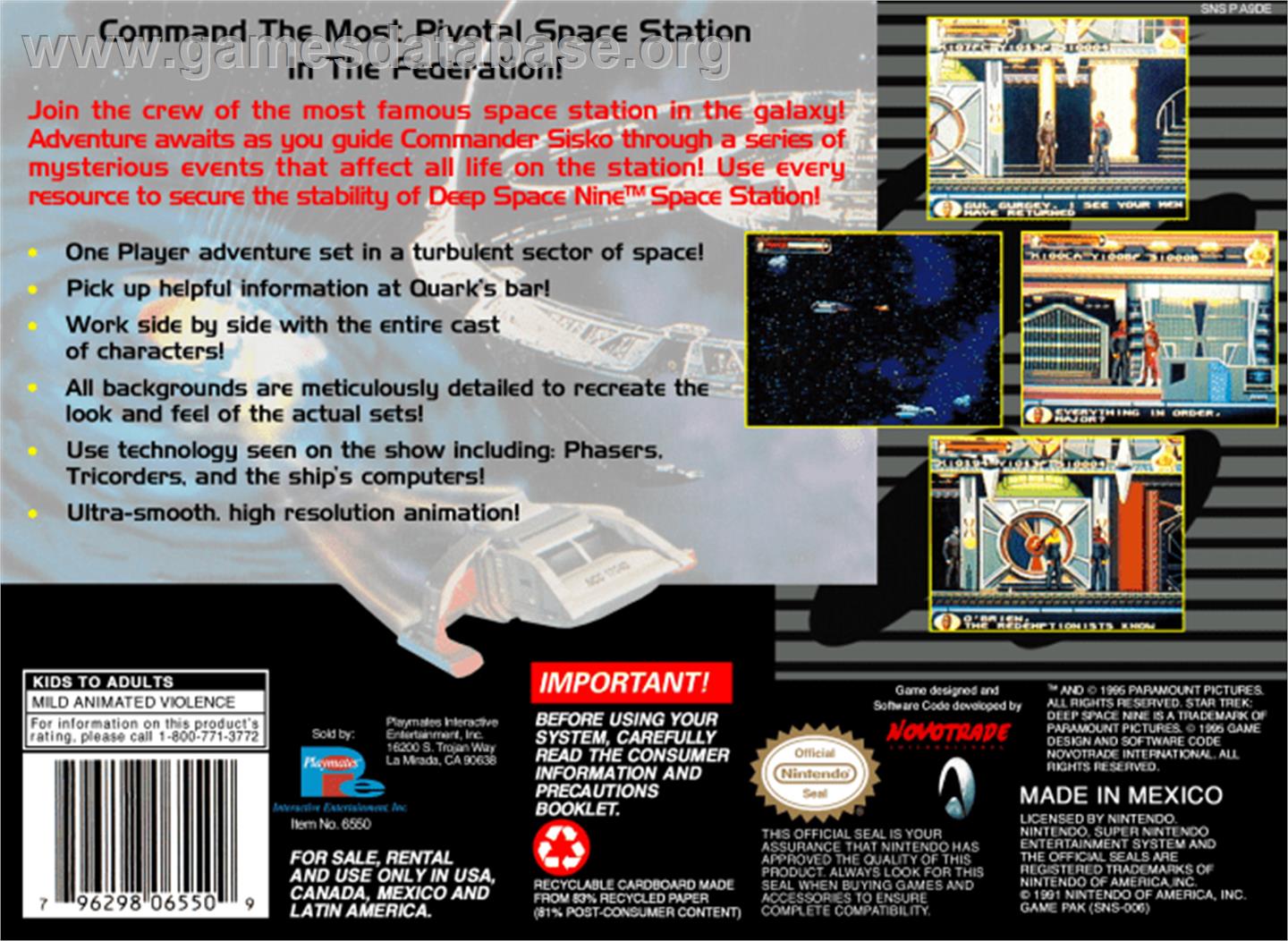 Star Trek: Deep Space Nine - Crossroads of Time - Nintendo SNES - Artwork - Box Back