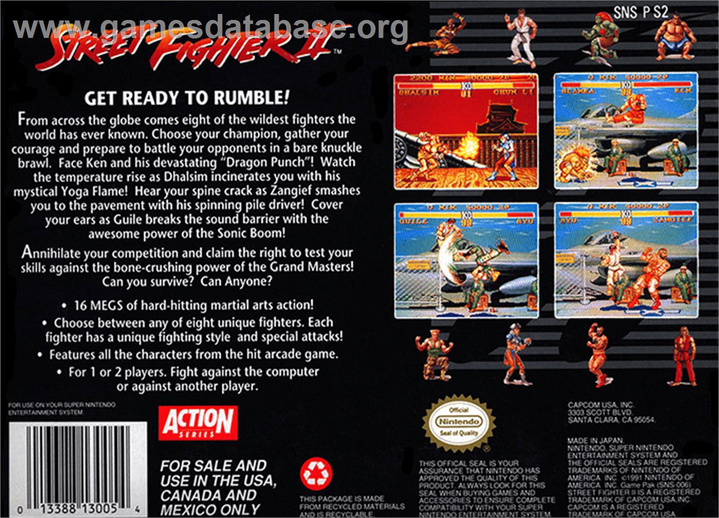 Street Fighter II: The World Warrior - Nintendo SNES - Artwork - Box Back
