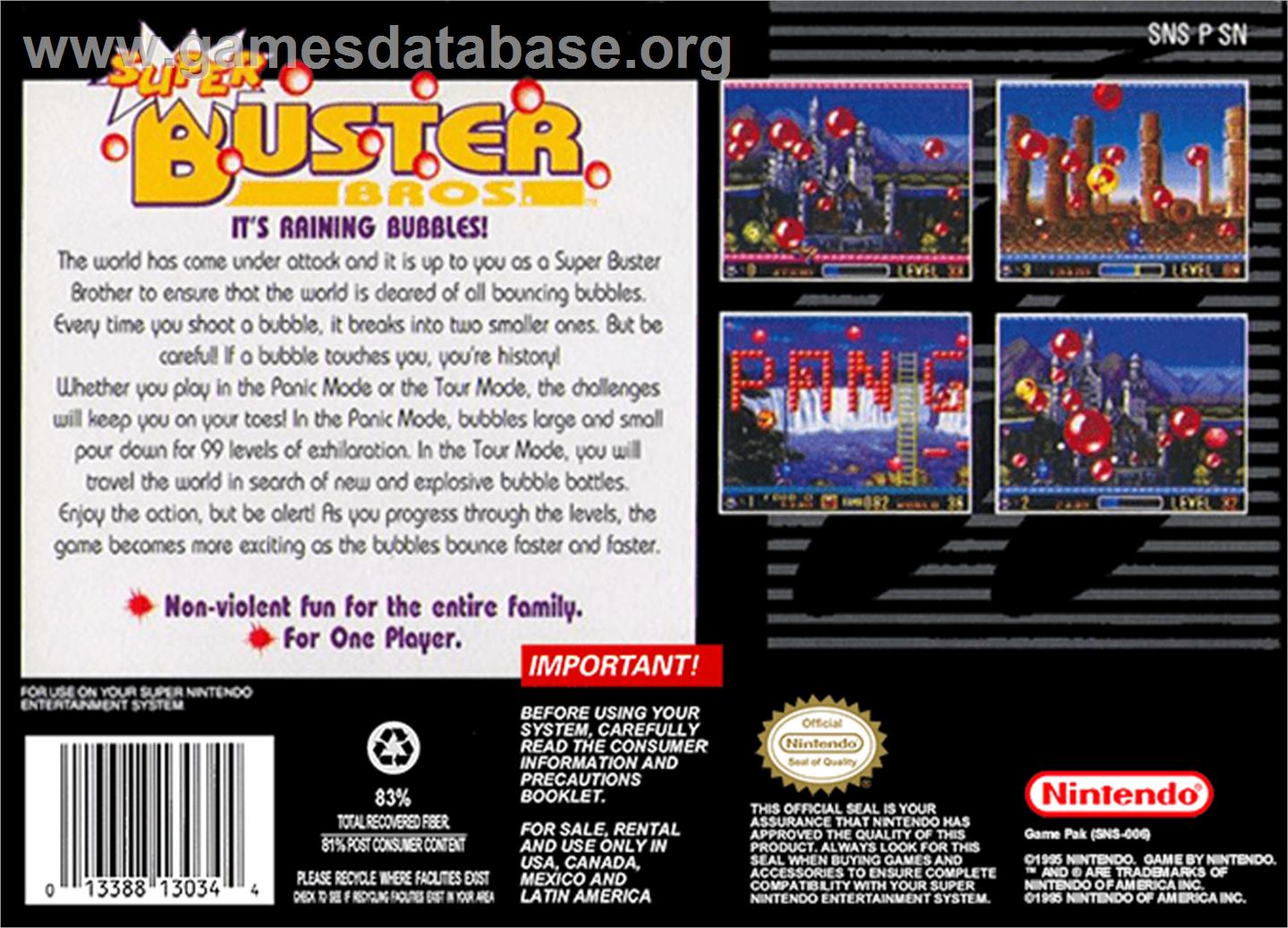 Super Buster Bros. - Nintendo SNES - Artwork - Box Back