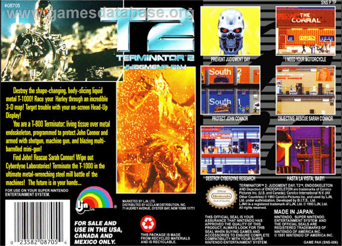 Terminator 2: Judgment Day - Nintendo SNES - Artwork - Box Back