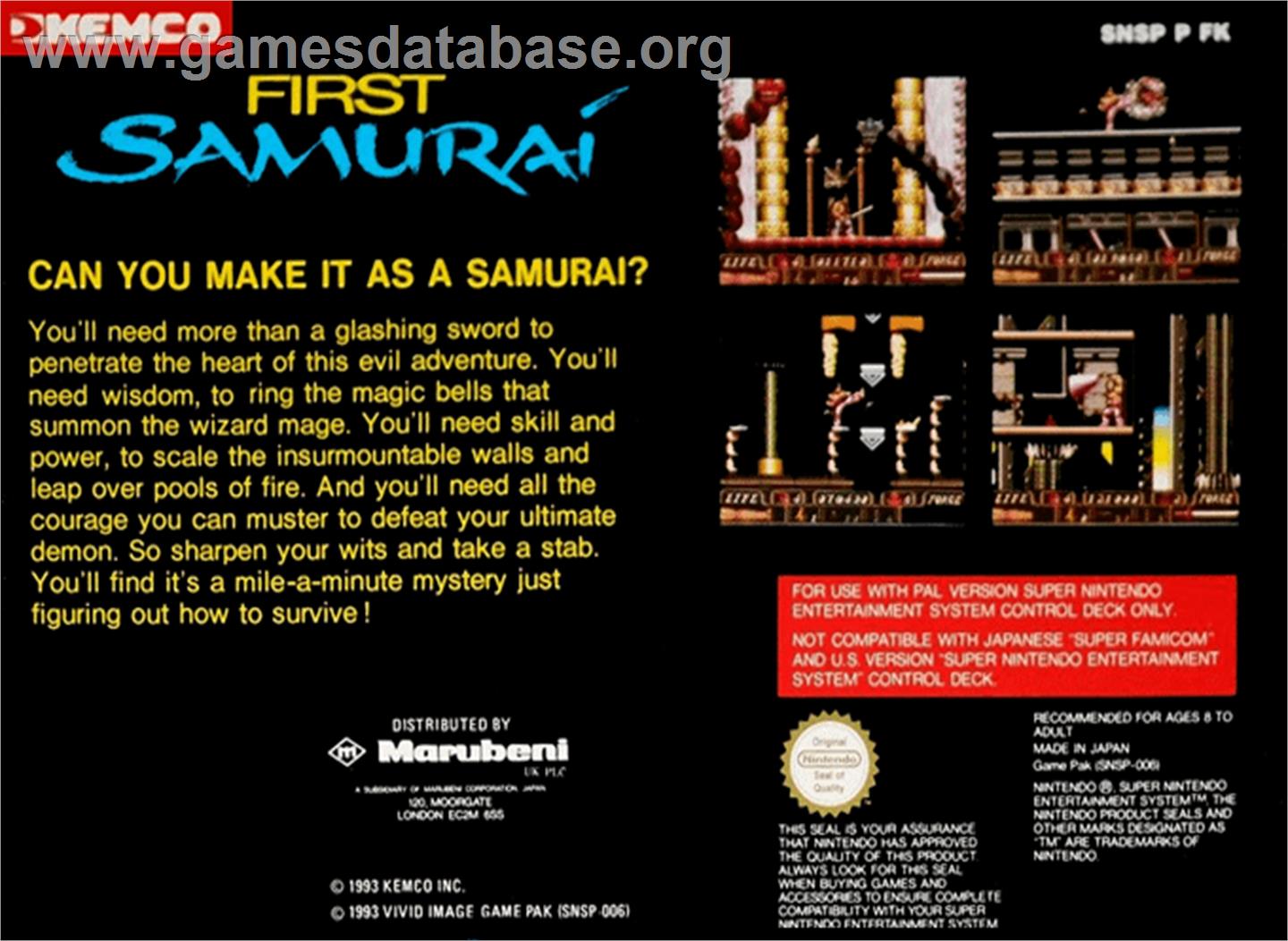 The First Samurai - Nintendo SNES - Artwork - Box Back
