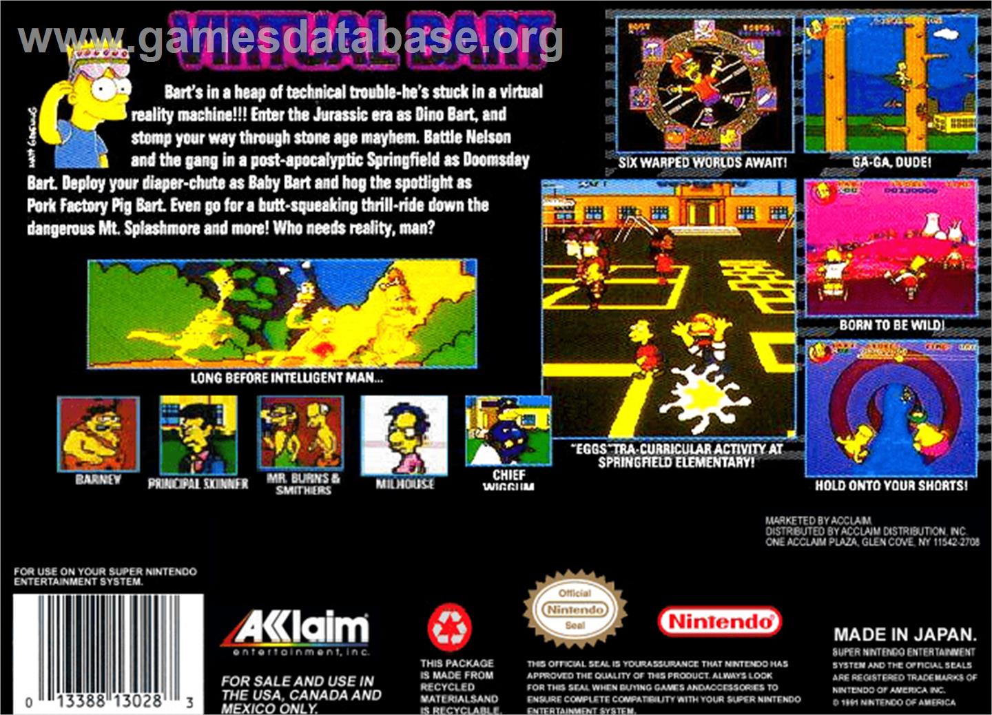 Virtual Bart - Nintendo SNES - Artwork - Box Back