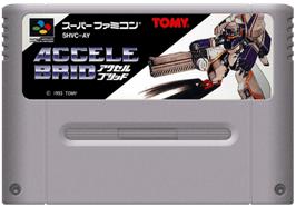 Cartridge artwork for Accele Brid on the Nintendo SNES.