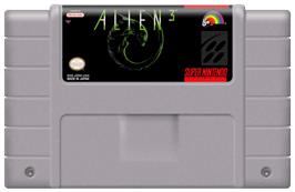 Cartridge artwork for Alien³ on the Nintendo SNES.
