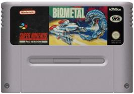 Cartridge artwork for BioMetal on the Nintendo SNES.
