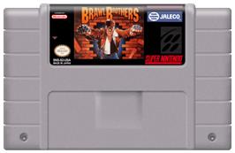 Cartridge artwork for Brawl Brothers: Rival Turf! 2 on the Nintendo SNES.