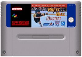 Cartridge artwork for Brett Hull Hockey on the Nintendo SNES.