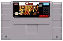 Cartridge artwork for Clue on the Nintendo SNES.