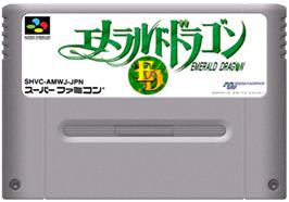 Cartridge artwork for Emerald Dragon on the Nintendo SNES.