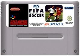 Cartridge artwork for FIFA International Soccer on the Nintendo SNES.