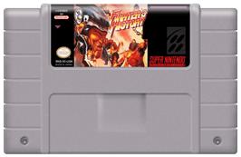 Cartridge artwork for Fighter's History on the Nintendo SNES.