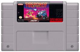 Cartridge artwork for Firepower 2000 on the Nintendo SNES.