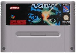 Cartridge artwork for Flashback: The Quest for Identity on the Nintendo SNES.