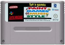 Cartridge artwork for Fun 'N Games on the Nintendo SNES.
