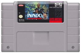 Cartridge artwork for Inindo: Way of the Ninja on the Nintendo SNES.