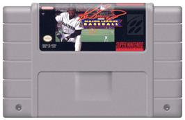 Cartridge artwork for Ken Griffey Jr Presents Major League Baseball on the Nintendo SNES.