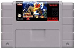 Cartridge artwork for King of the Monsters 2: The Next Thing on the Nintendo SNES.