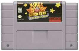 Cartridge artwork for Kirby Super Star on the Nintendo SNES.
