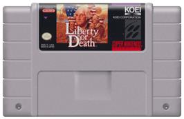 Cartridge artwork for Liberty or Death on the Nintendo SNES.