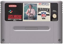 Cartridge artwork for Madden NFL '94 on the Nintendo SNES.
