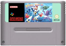 Cartridge artwork for Mega Man X on the Nintendo SNES.