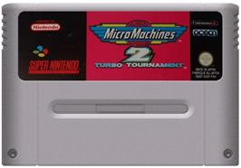 Cartridge artwork for Micro Machines 2: Turbo Tournament on the Nintendo SNES.