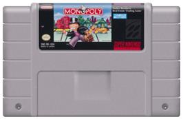 Cartridge artwork for Monopoly on the Nintendo SNES.