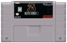 Cartridge artwork for Mortal Kombat 3 on the Nintendo SNES.