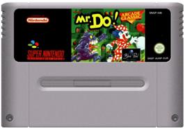 Cartridge artwork for Mr. Do! on the Nintendo SNES.