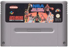Cartridge artwork for NBA All-Star Challenge on the Nintendo SNES.