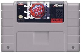 Cartridge artwork for NBA Jam on the Nintendo SNES.