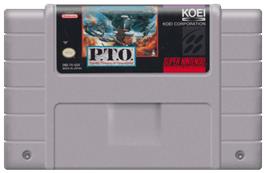 Cartridge artwork for P.T.O.: Pacific Theater of Operations on the Nintendo SNES.