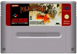 Cartridge artwork for Powermonger on the Nintendo SNES.