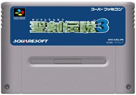 Cartridge artwork for Seiken Densetsu 3 on the Nintendo SNES.