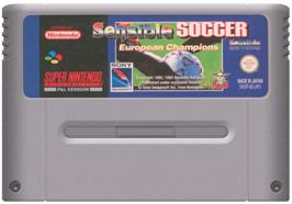 Cartridge artwork for Sensible Soccer: European Champions on the Nintendo SNES.