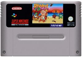 Cartridge artwork for Spanky's Quest on the Nintendo SNES.