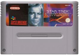 Cartridge artwork for Star Trek: Starfleet Academy - Starship Bridge Simulator on the Nintendo SNES.