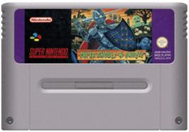 Cartridge artwork for Super Ghouls 'N Ghosts on the Nintendo SNES.