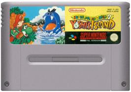 Cartridge artwork for Super Mario World 2: Yoshi's Island on the Nintendo SNES.