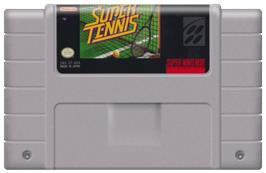 Cartridge artwork for Super Tennis on the Nintendo SNES.