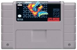 Cartridge artwork for The Death and Return of Superman on the Nintendo SNES.