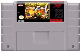 Cartridge artwork for The Lost Vikings on the Nintendo SNES.