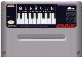 Cartridge artwork for The Miracle Piano Teaching System on the Nintendo SNES.