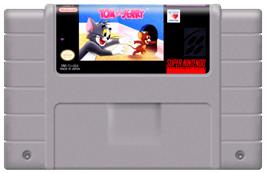 Cartridge artwork for Tom and Jerry on the Nintendo SNES.