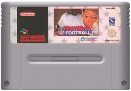 Cartridge artwork for Troy Aikman NFL Football on the Nintendo SNES.