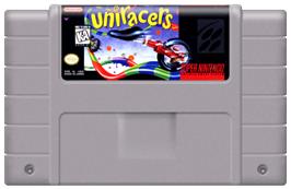 Cartridge artwork for Uniracers on the Nintendo SNES.